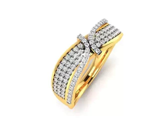 ring-9428 gold diamond ring with two rows of diamonds