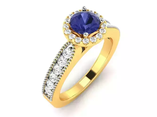 ring-9420 sapphire and diamond halo engagement ring