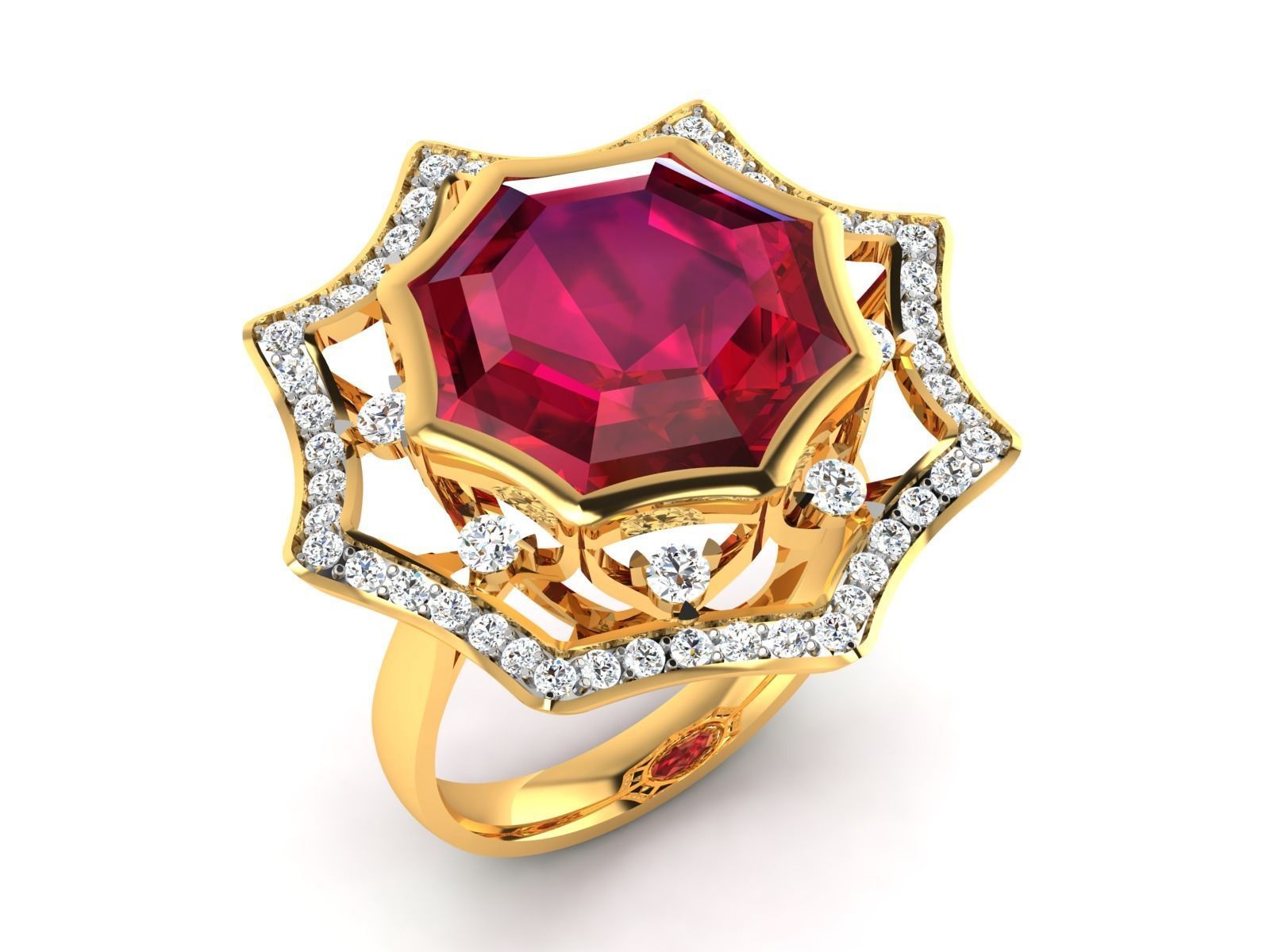 ring-9144 ruby and diamond ring 3D print model_3