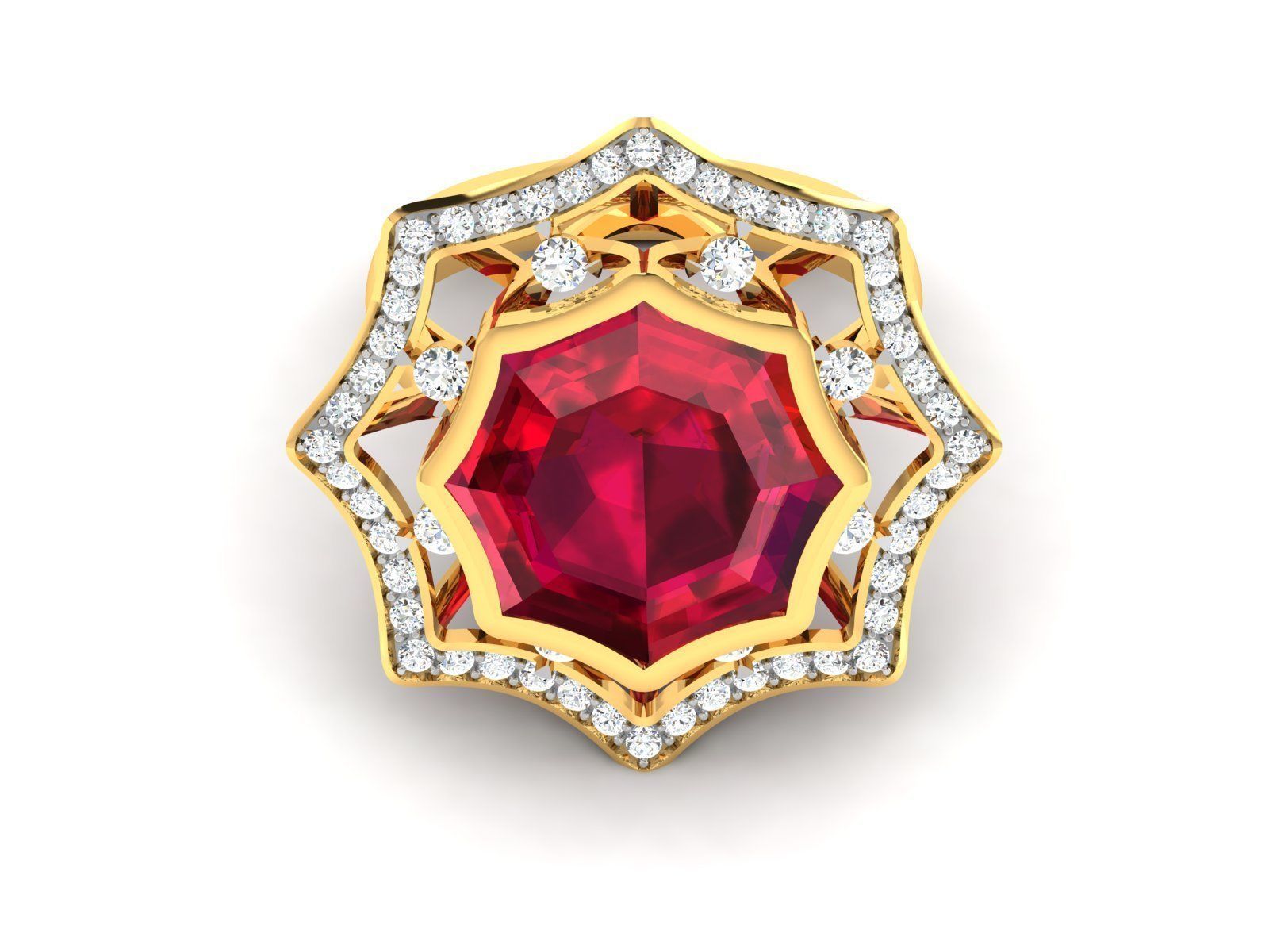 ring-9144 ruby and diamond ring 3D print model_6