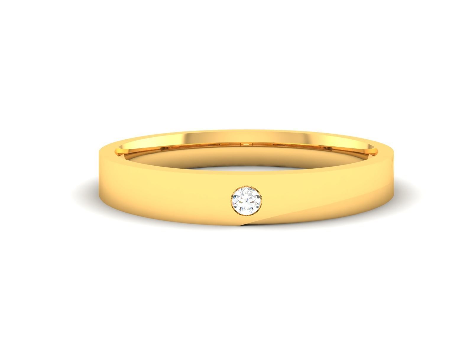 ring-9138 gold wedding band with diamond 3D print model_7