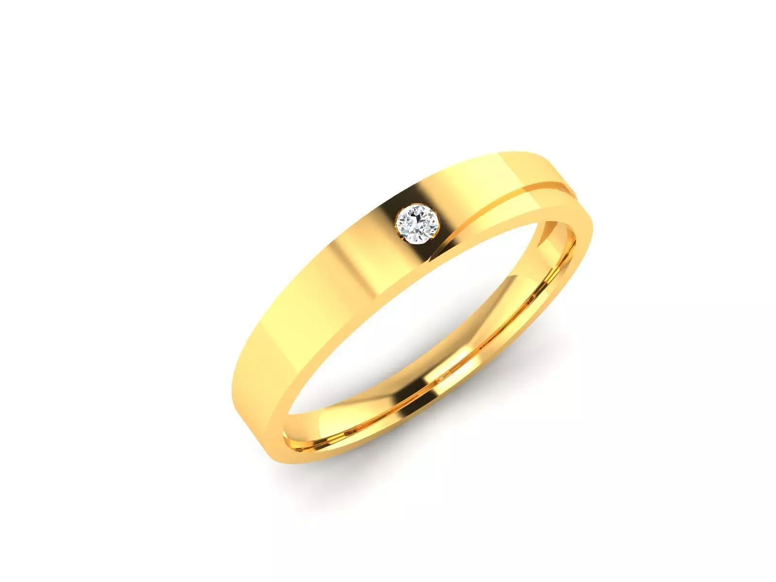 ring-9138 gold wedding band with diamond 3D print model_0