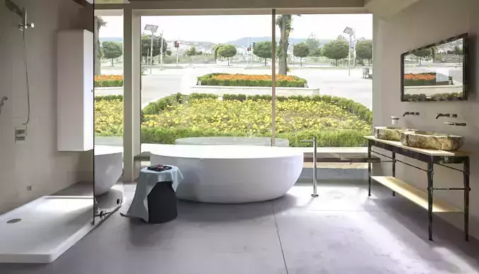 Modern bathroom Low-poly 3D model
