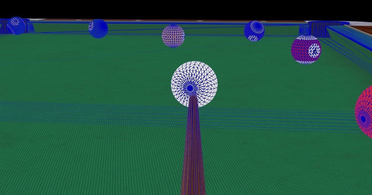 Billiard table with cues and balls Low-poly 3D model_3