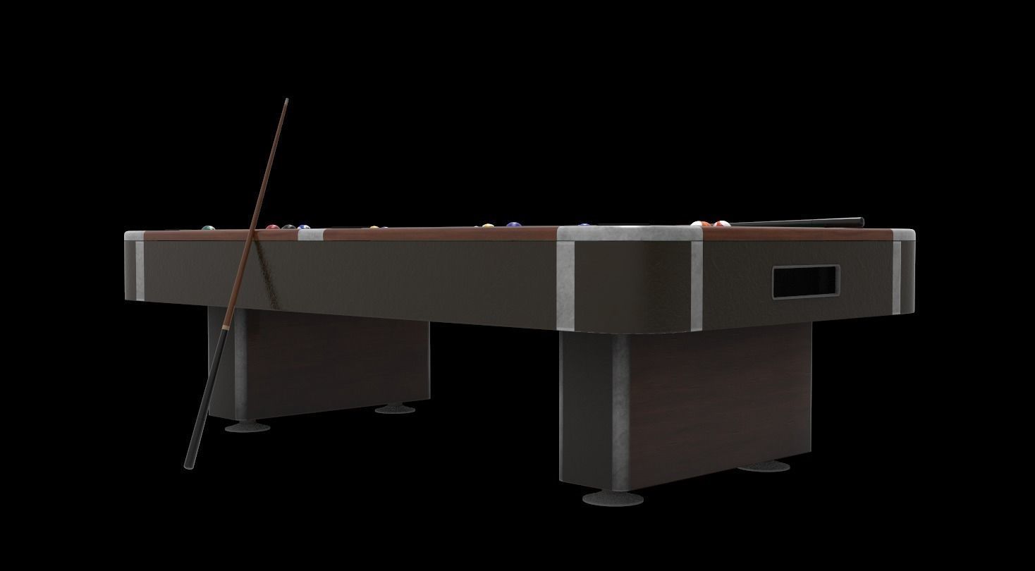 Billiard table with cues and balls Low-poly 3D model_8