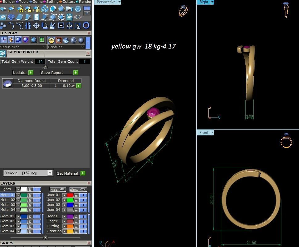 ring-9081 gold ring with ruby stone 3D print model_6