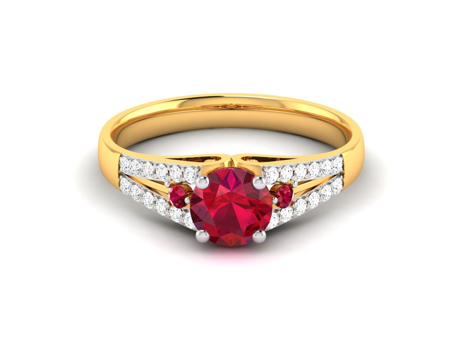 ring-9025 ruby and diamond ring gold 3D print model_6