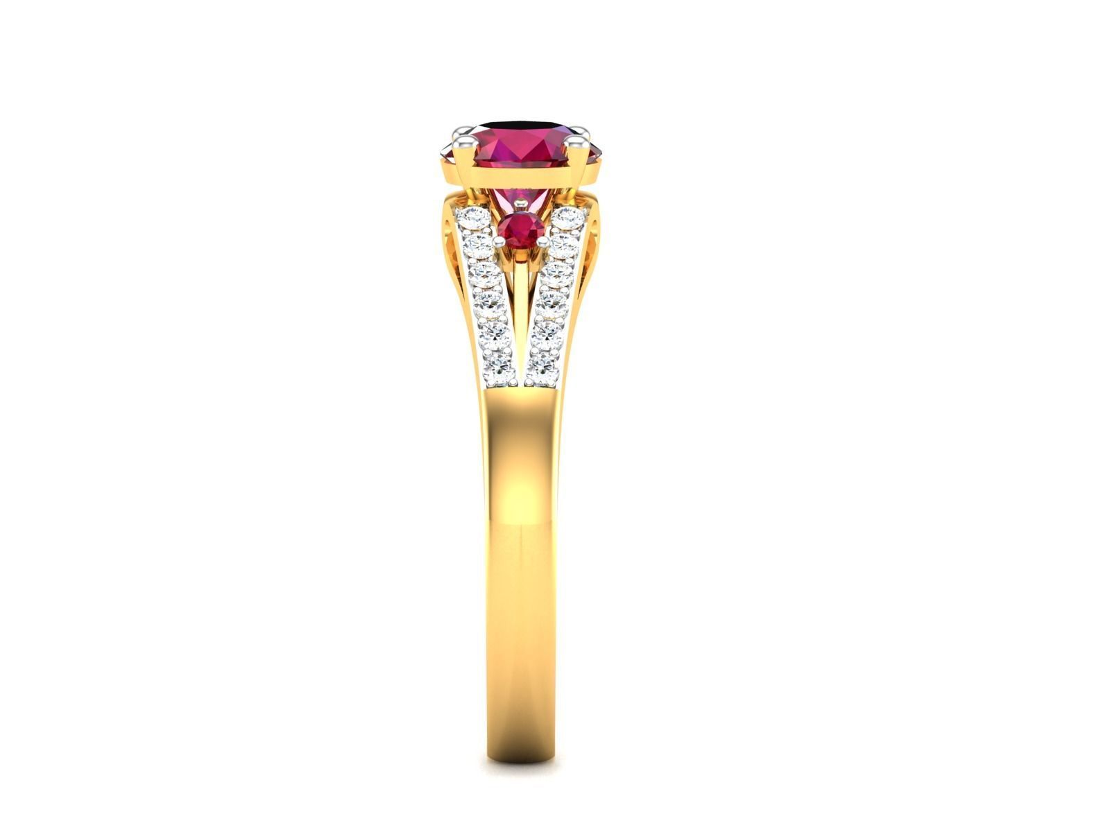 ring-9025 ruby and diamond ring gold 3D print model_2