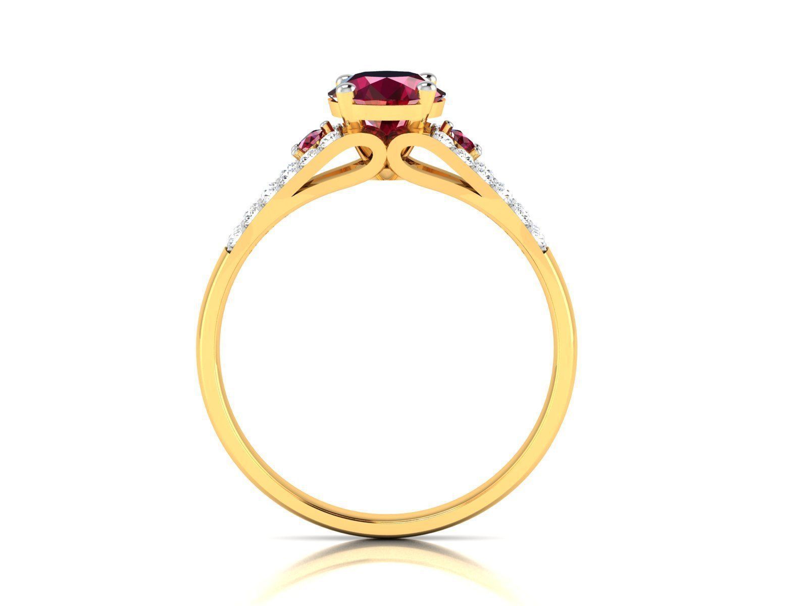 ring-9025 ruby and diamond ring gold 3D print model_5