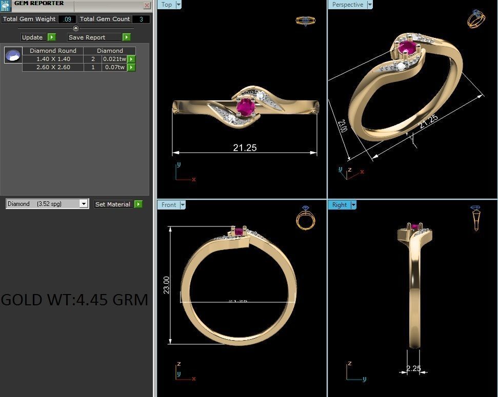 ring-899 ruby and diamond ring gold 3D print model_4