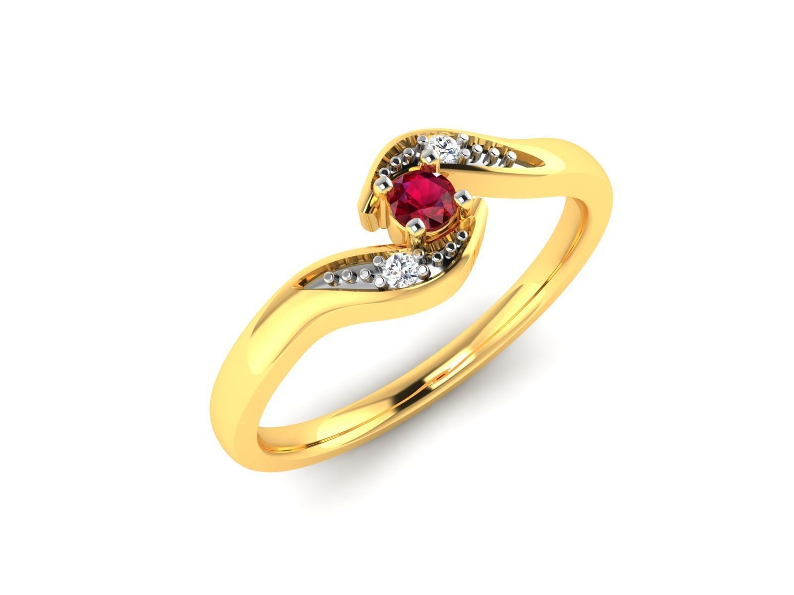 ring-899 ruby and diamond ring gold 3D print model_1