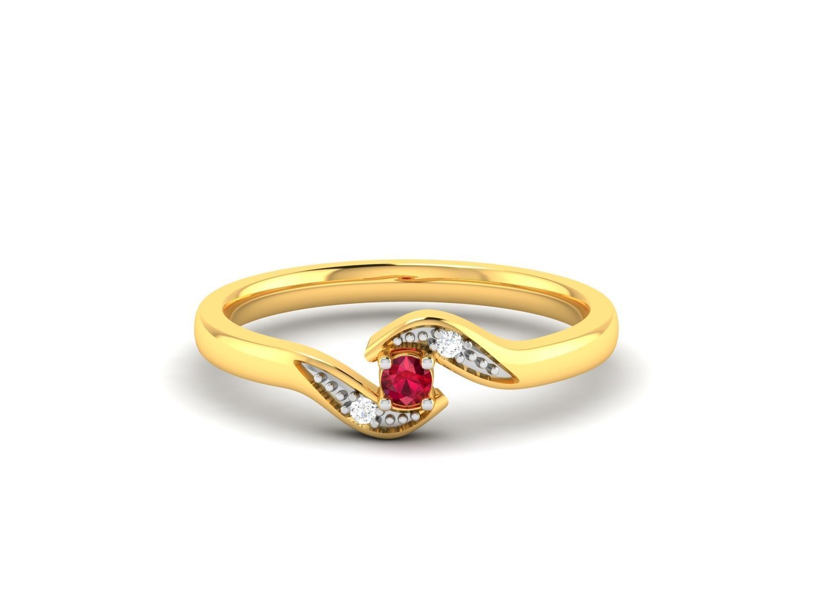 ring-899 ruby and diamond ring gold 3D print model_8