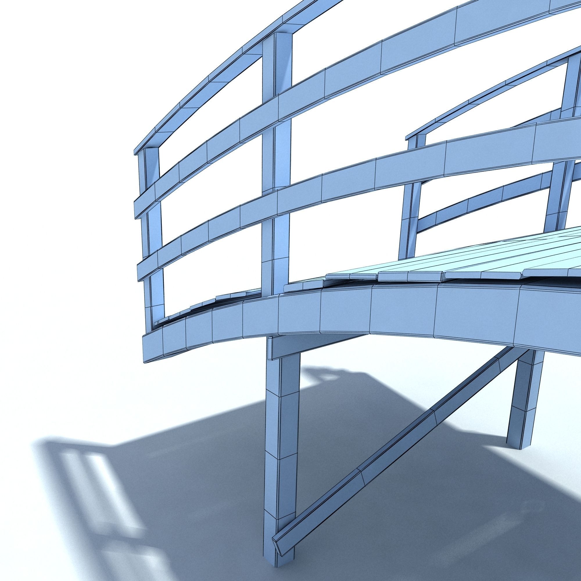 Low Poly Old Wooden Bridge 2 Low-poly 3D model_15