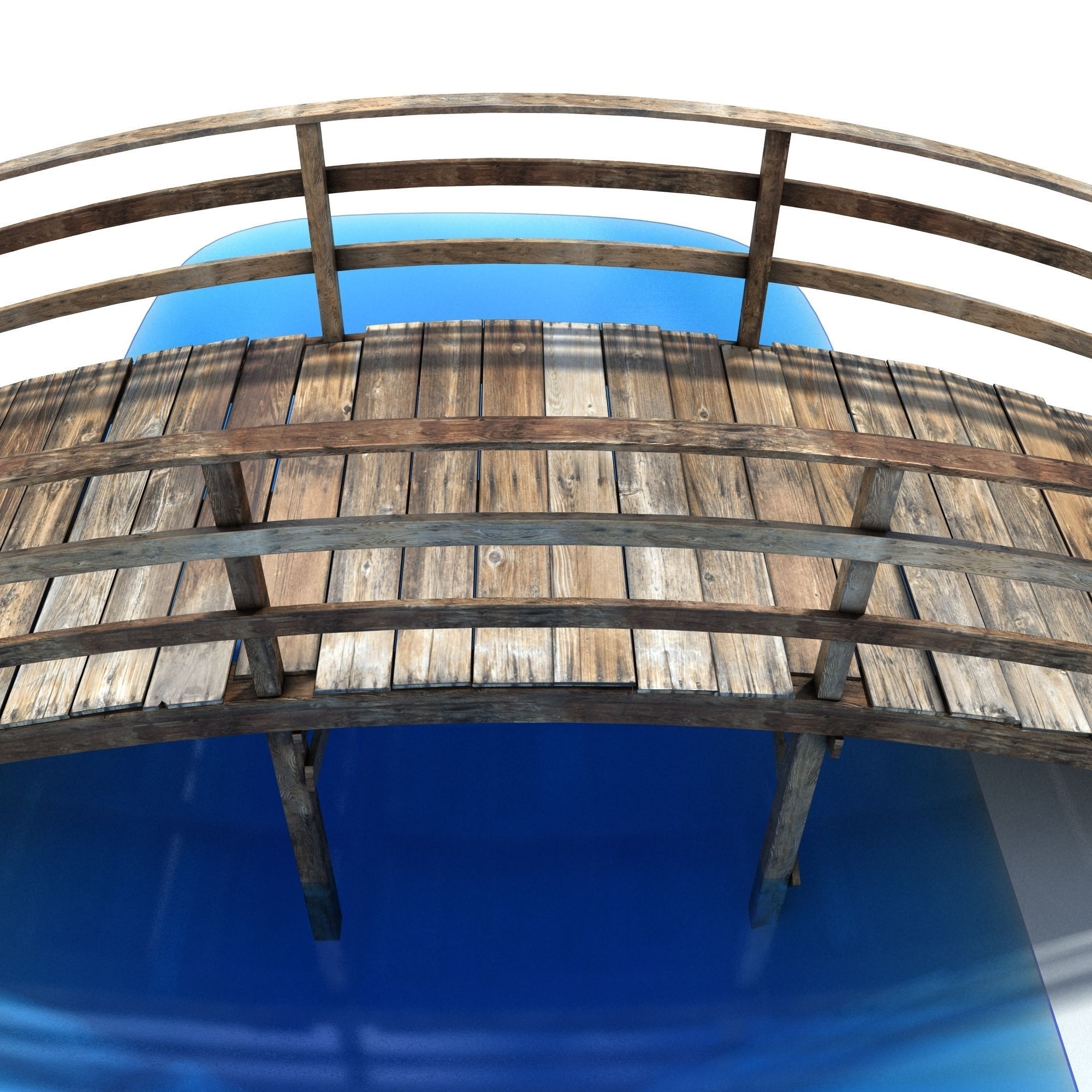 Low Poly Old Wooden Bridge 2 Low-poly 3D model_3