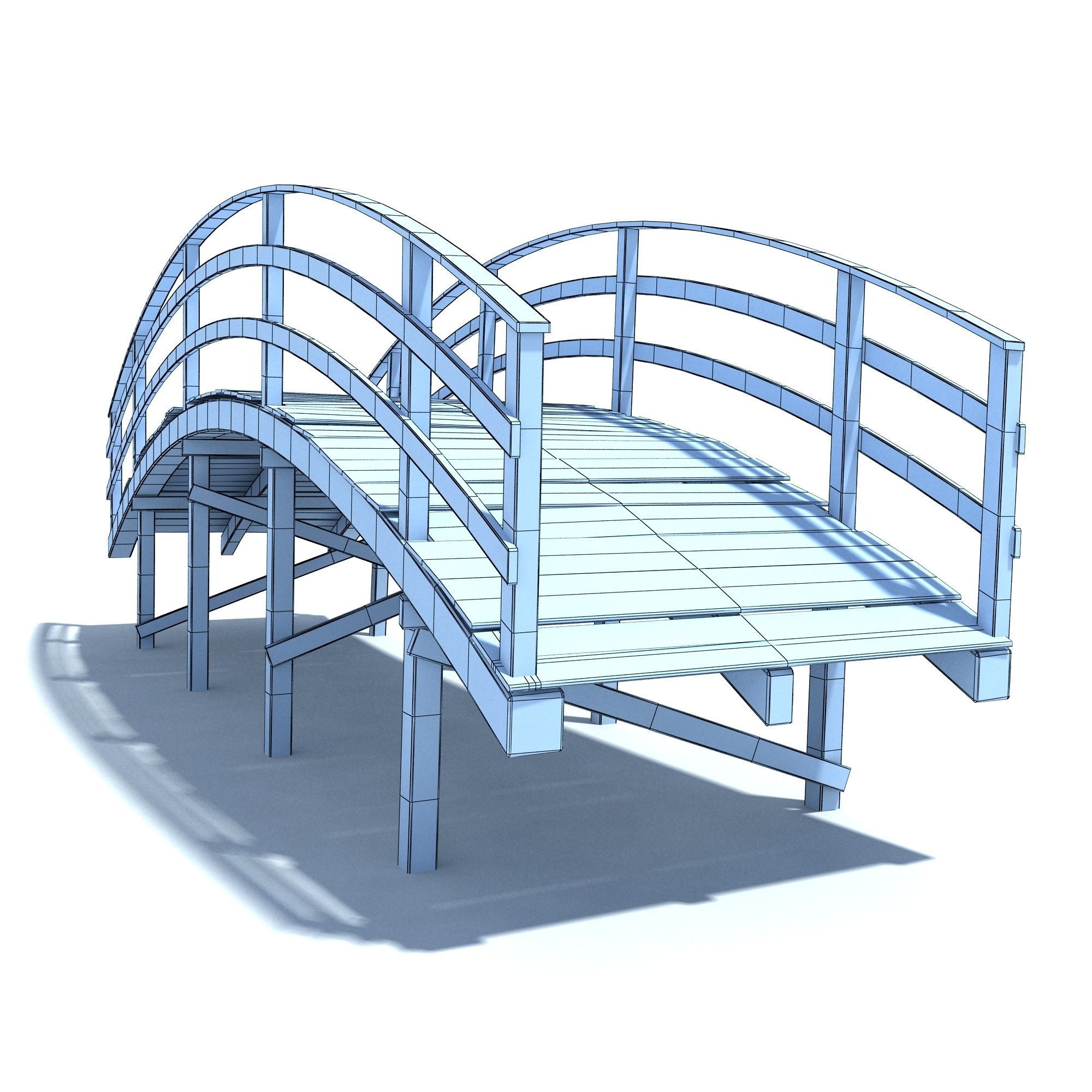Low Poly Old Wooden Bridge 2 Low-poly 3D model_13