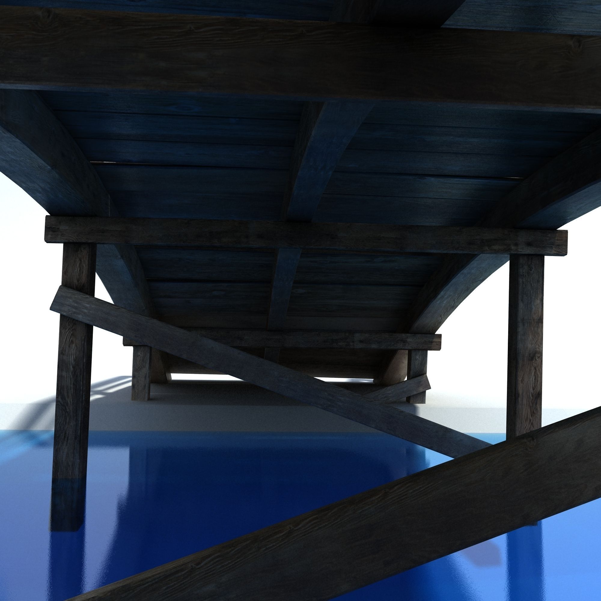 Low Poly Old Wooden Bridge 2 Low-poly 3D model_6