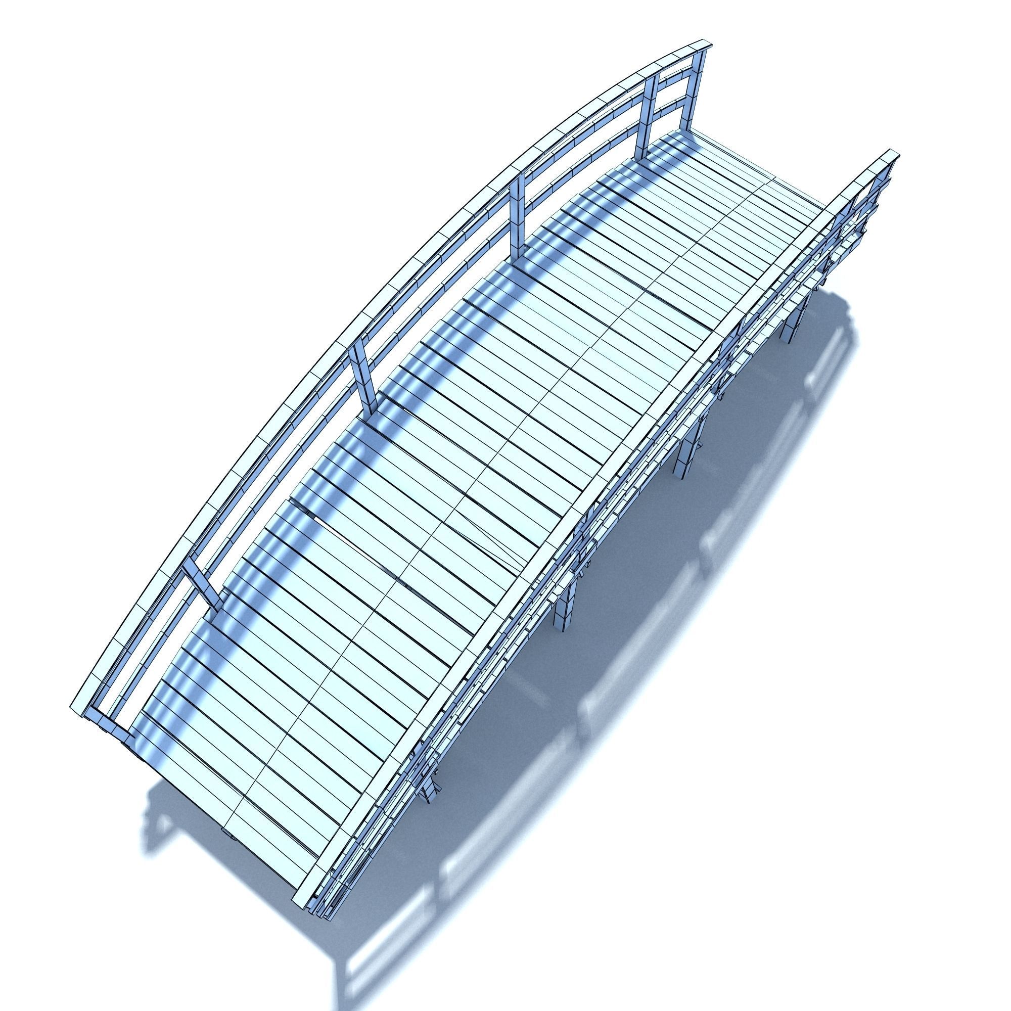 Low Poly Old Wooden Bridge 2 Low-poly 3D model_14