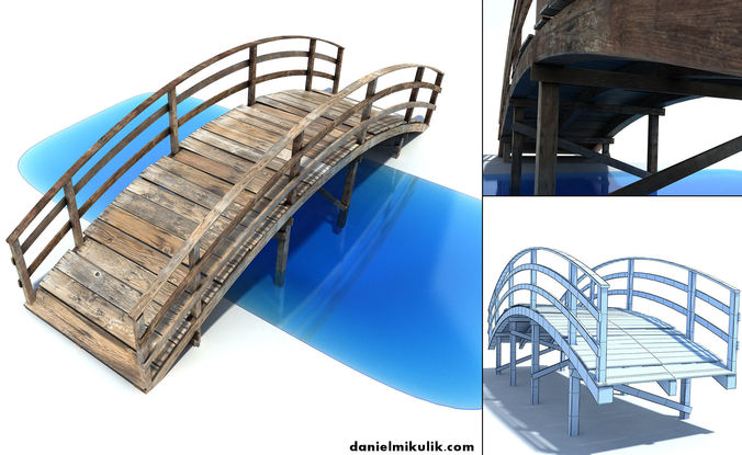 Low Poly Old Wooden Bridge 2 Low-poly 3D model