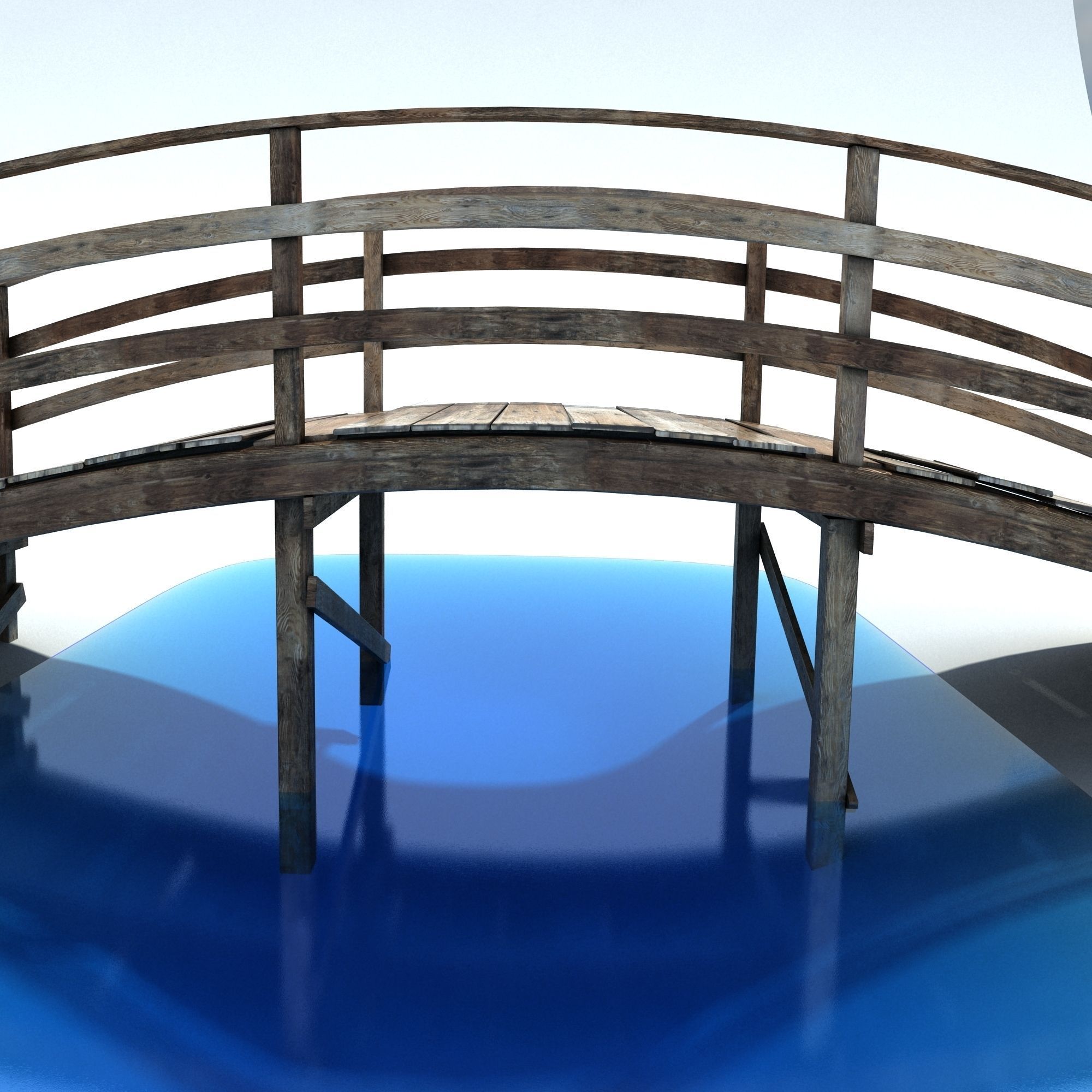 Low Poly Old Wooden Bridge 2 Low-poly 3D model_7