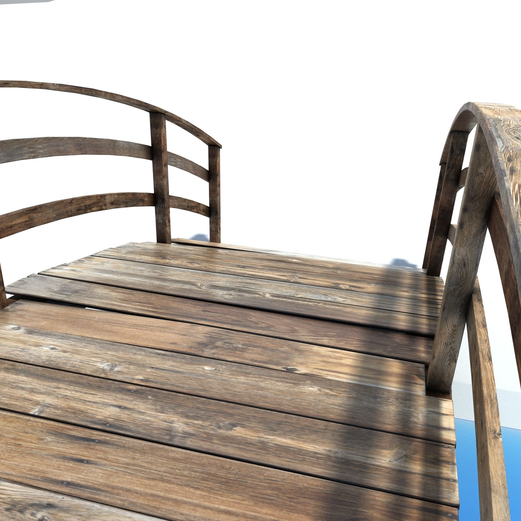 Low Poly Old Wooden Bridge 2 Low-poly 3D model_8