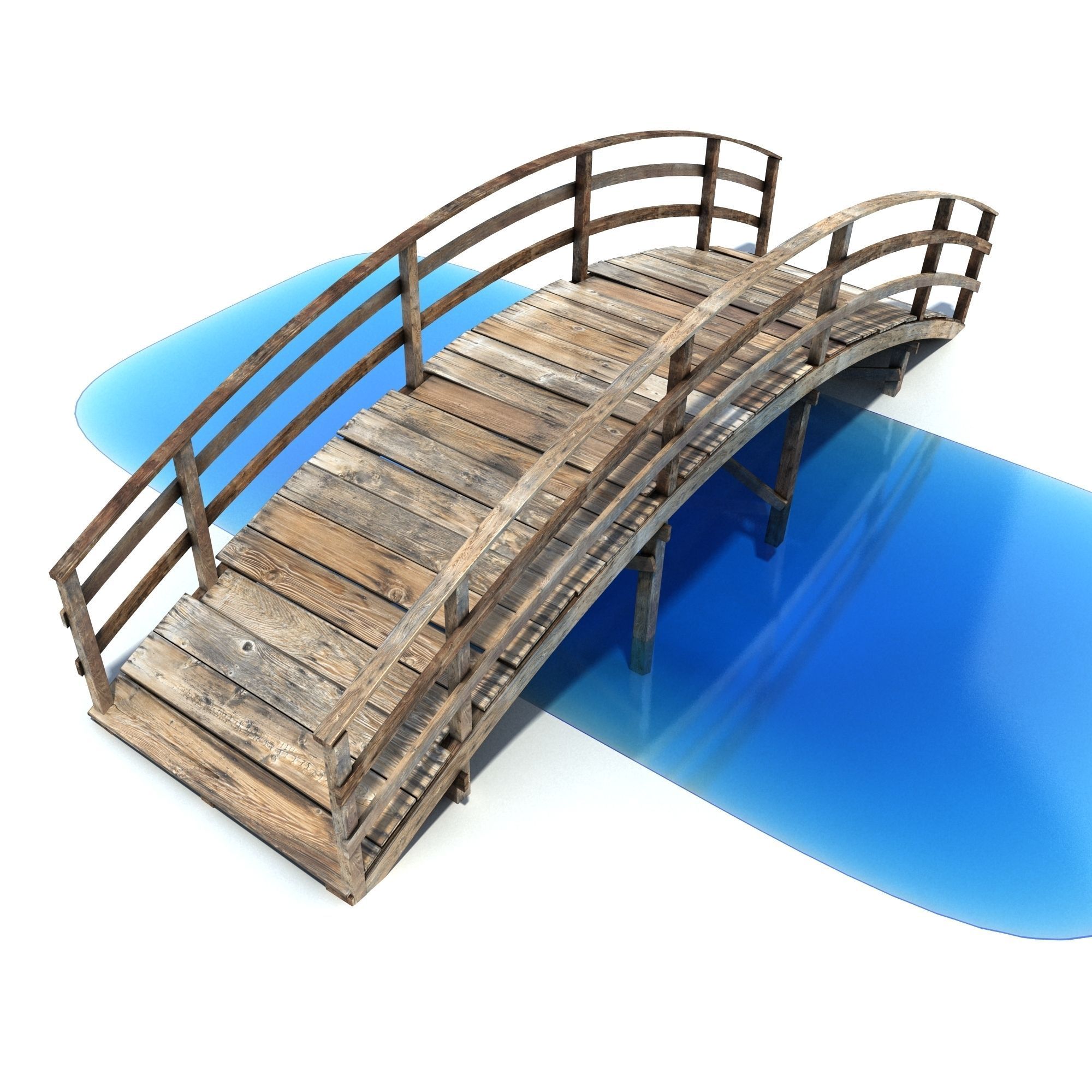 Low Poly Old Wooden Bridge 2 Low-poly 3D model_4