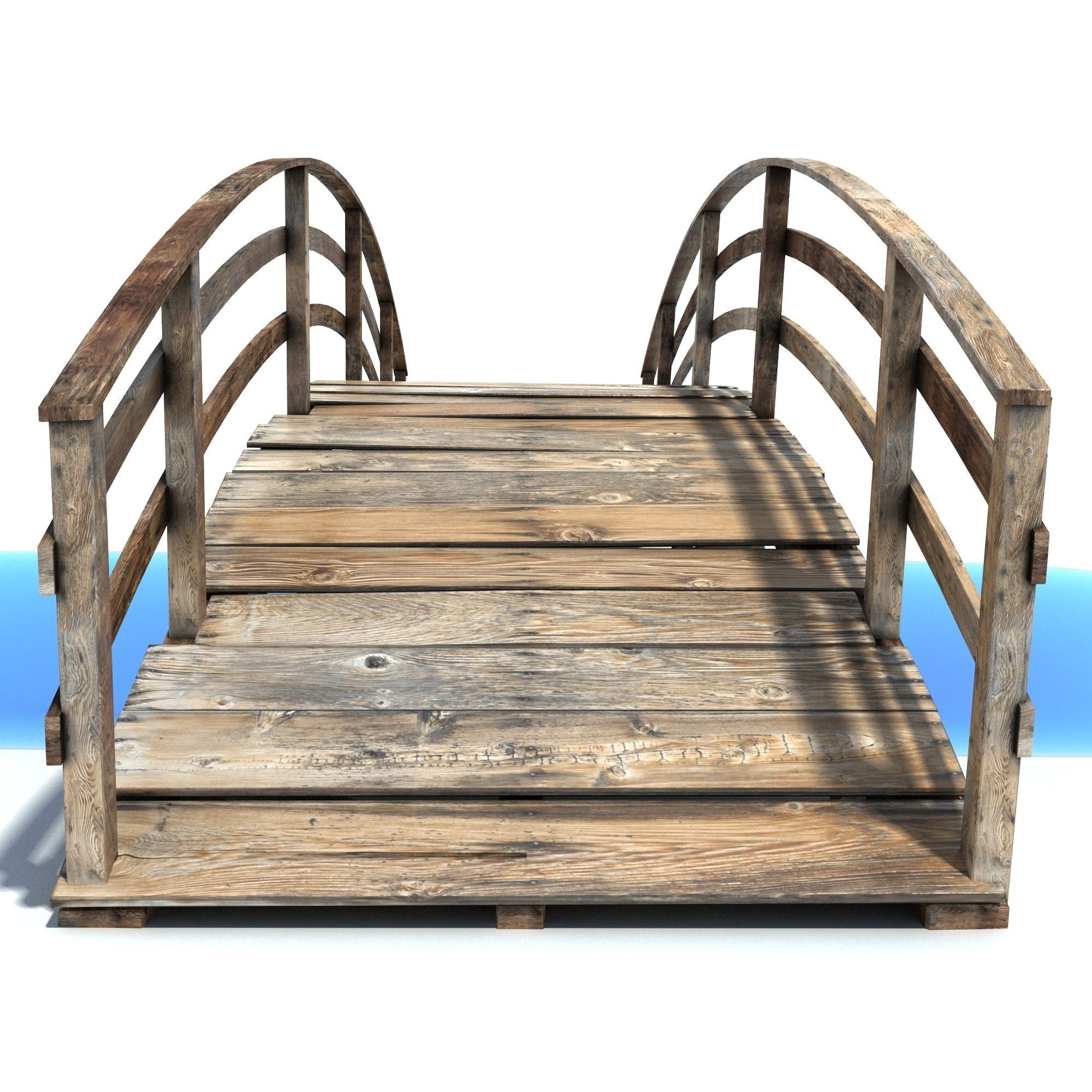 Low Poly Old Wooden Bridge 2 Low-poly 3D model_2