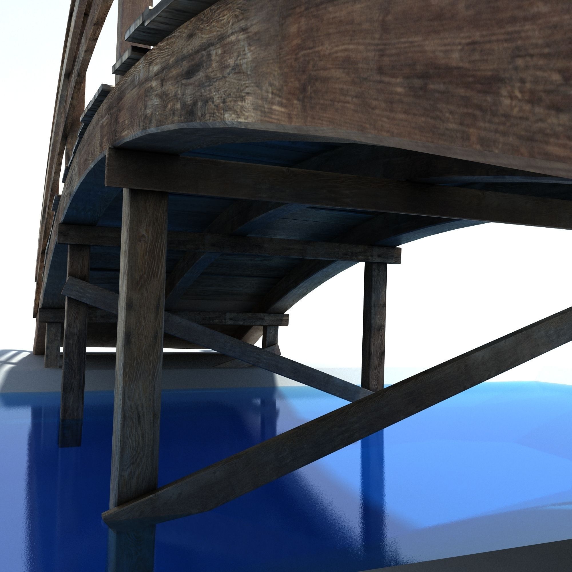 Low Poly Old Wooden Bridge 2 Low-poly 3D model_5