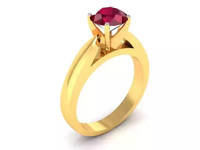 ring-8931 ruby solitaire engagement ring in gold