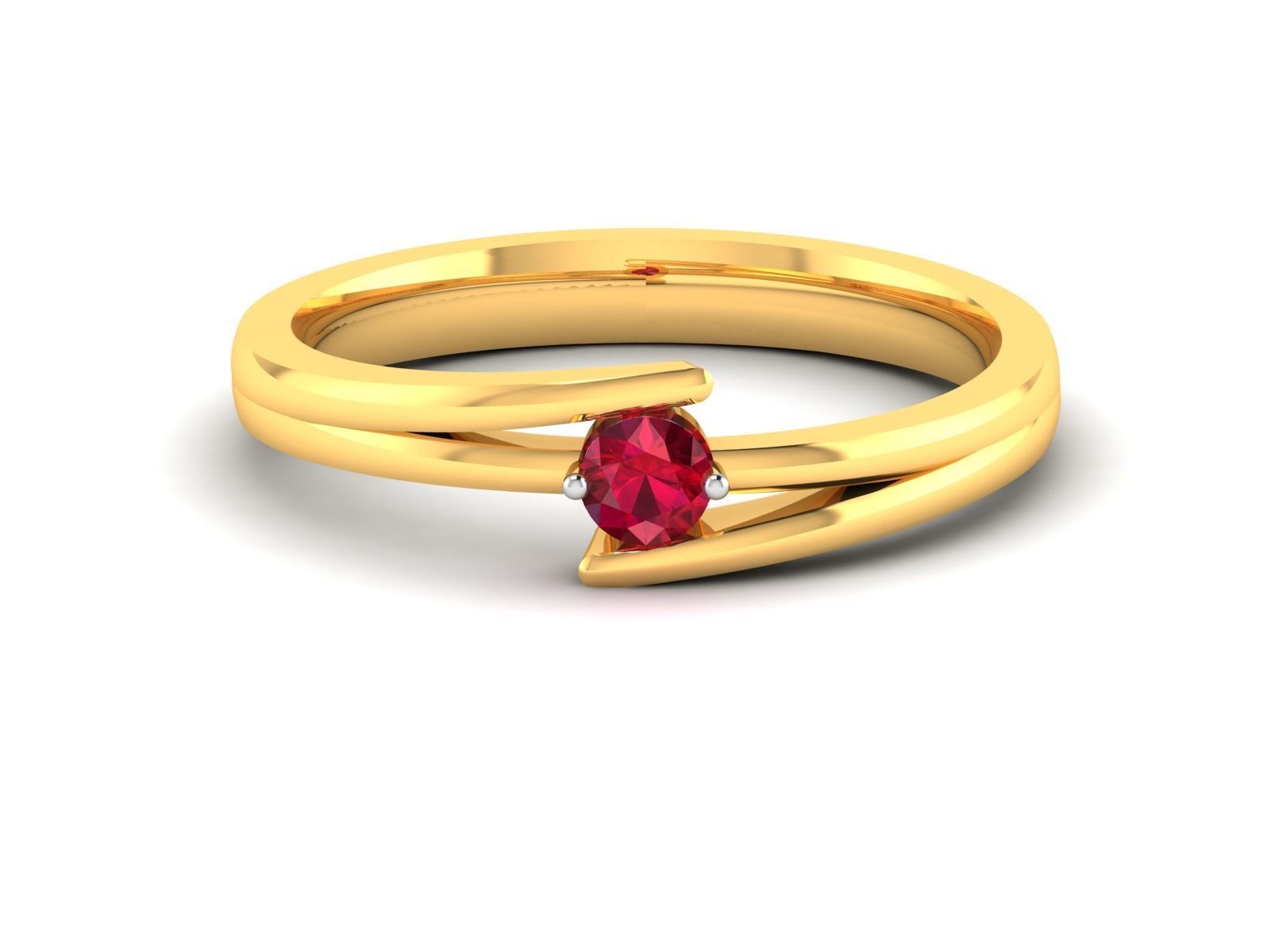 ring-877 gold ring with ruby stone 3D print model_7