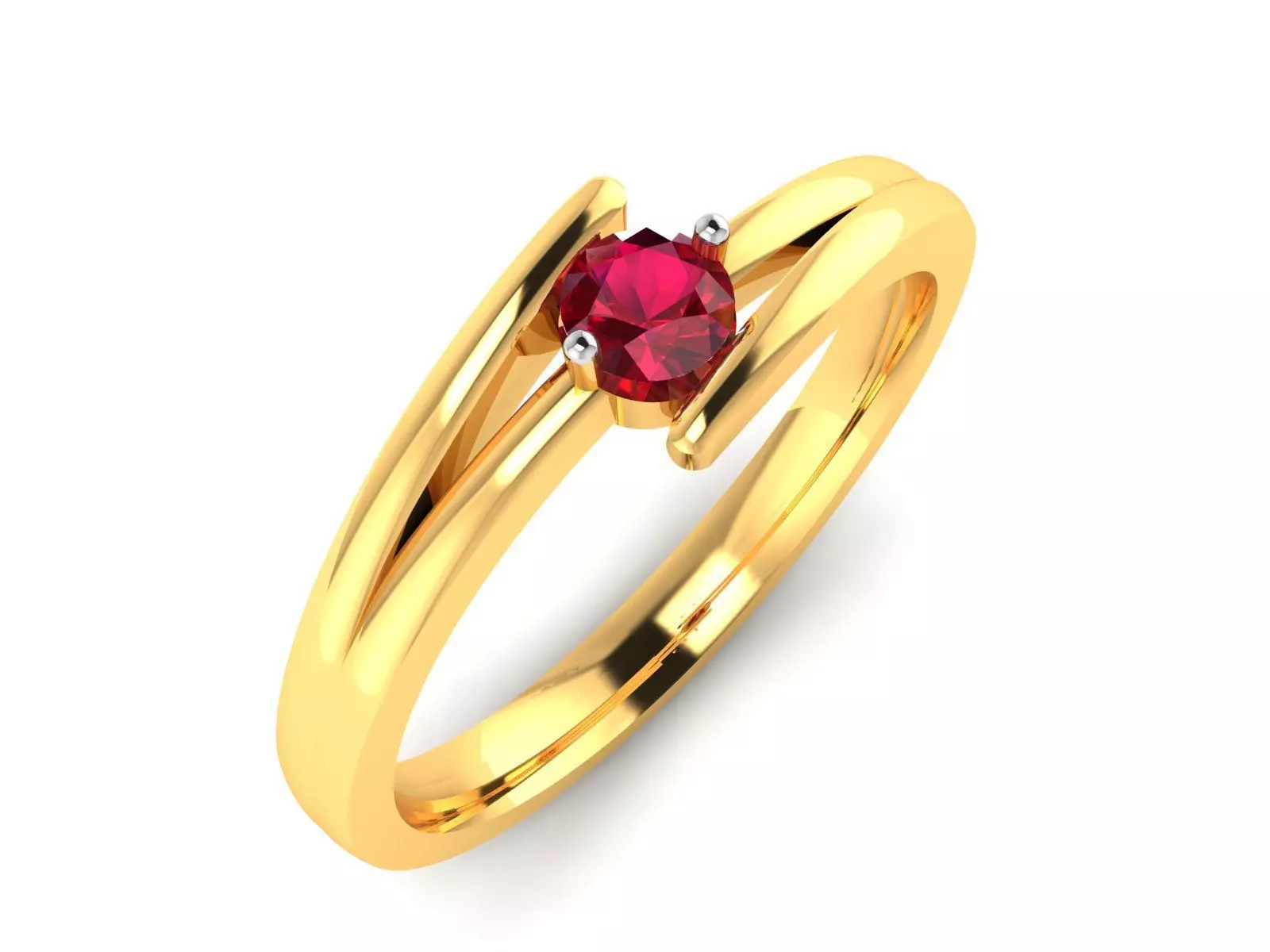 ring-877 gold ring with ruby stone 3D print model_0