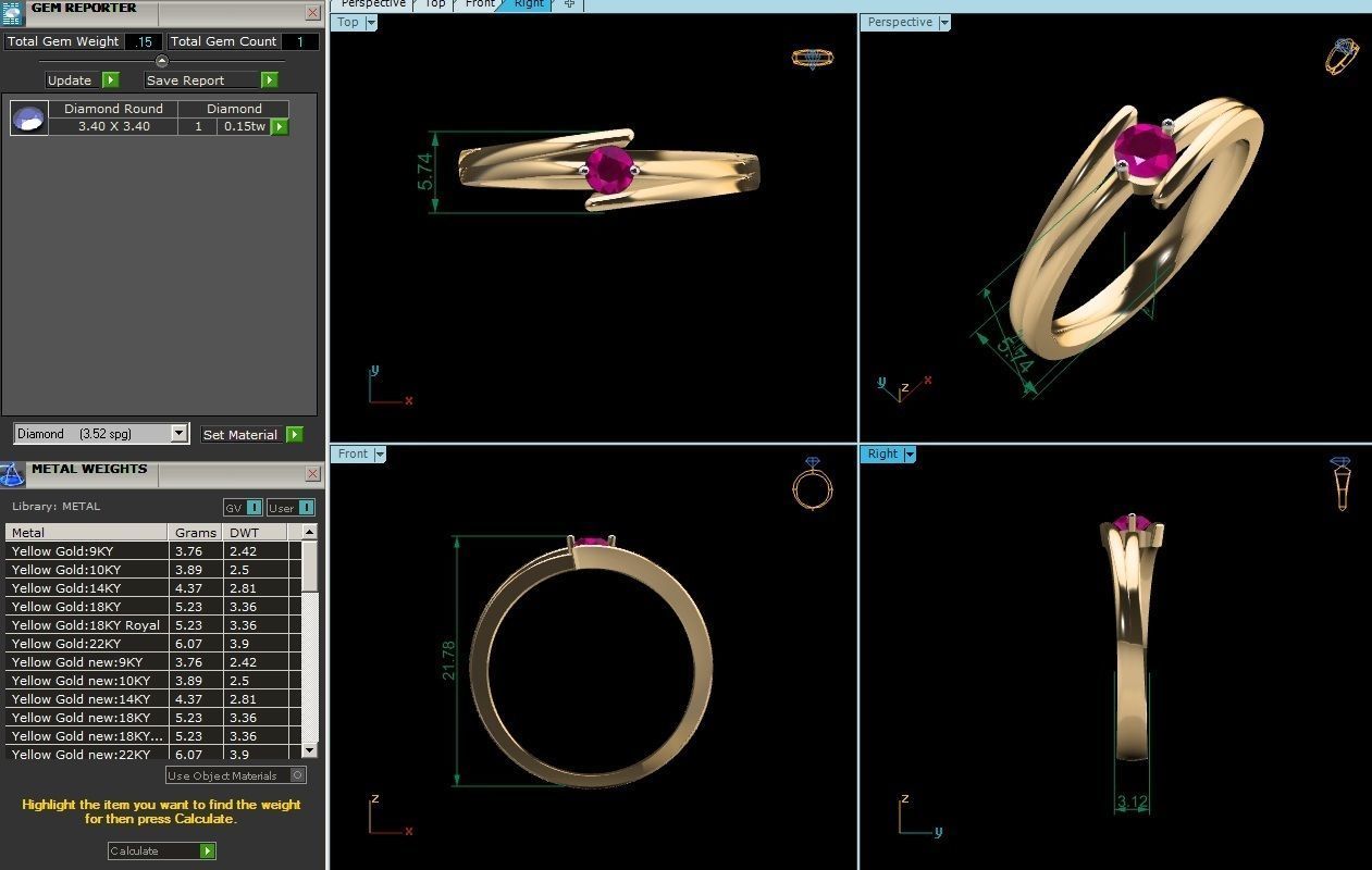 ring-877 gold ring with ruby stone 3D print model_8