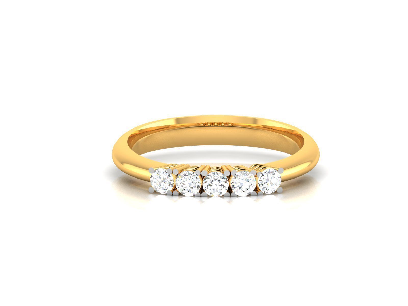 ring-829 gold five stone diamond ring 3D print model_2