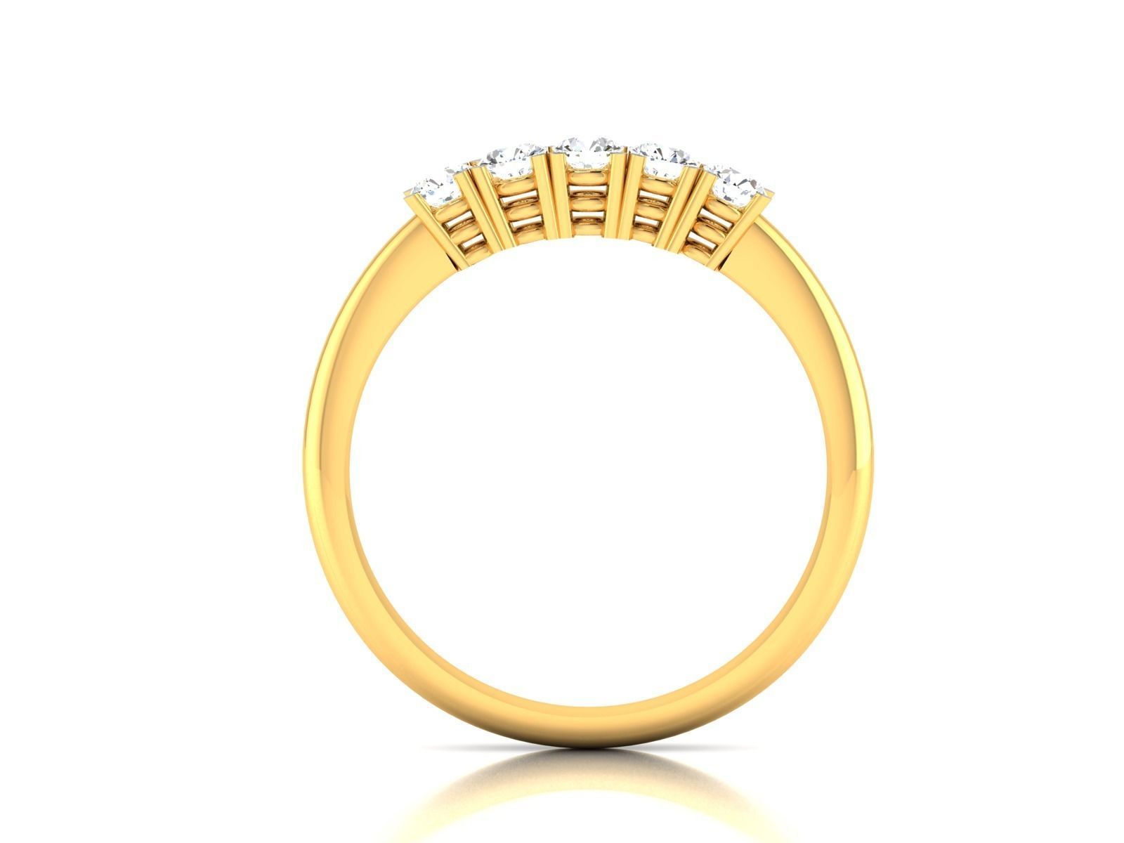 ring-829 gold five stone diamond ring 3D print model_5