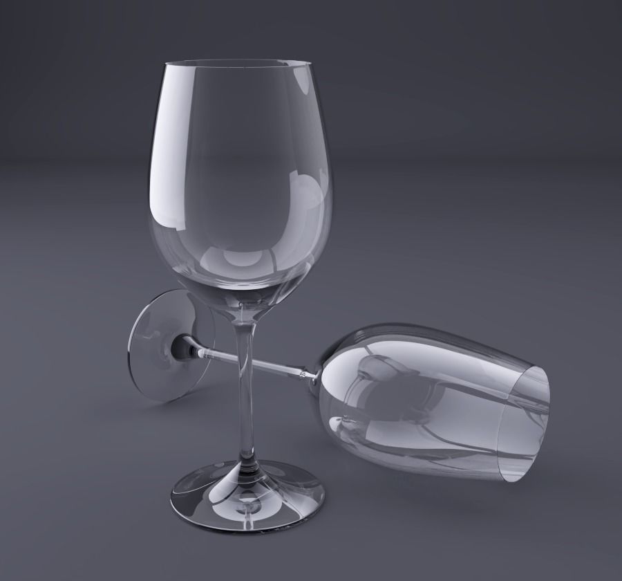 Wine Glass Low-poly Low-poly 3D model_1