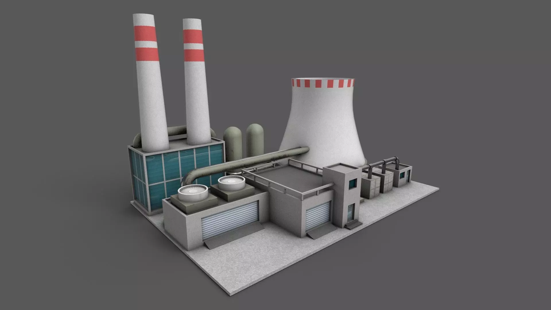 Power Plant Low poly Low-poly 3D model_0