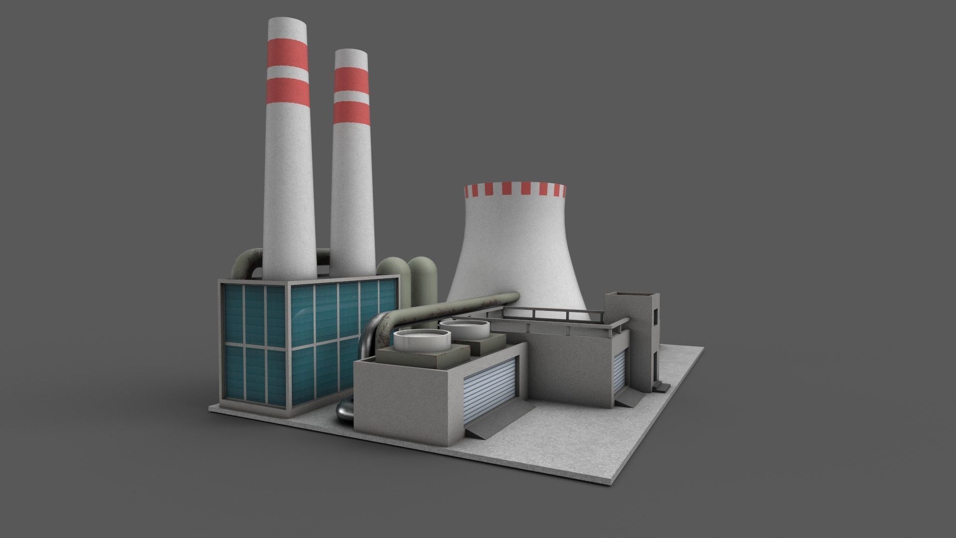 Power Plant Low poly Low-poly 3D model_2
