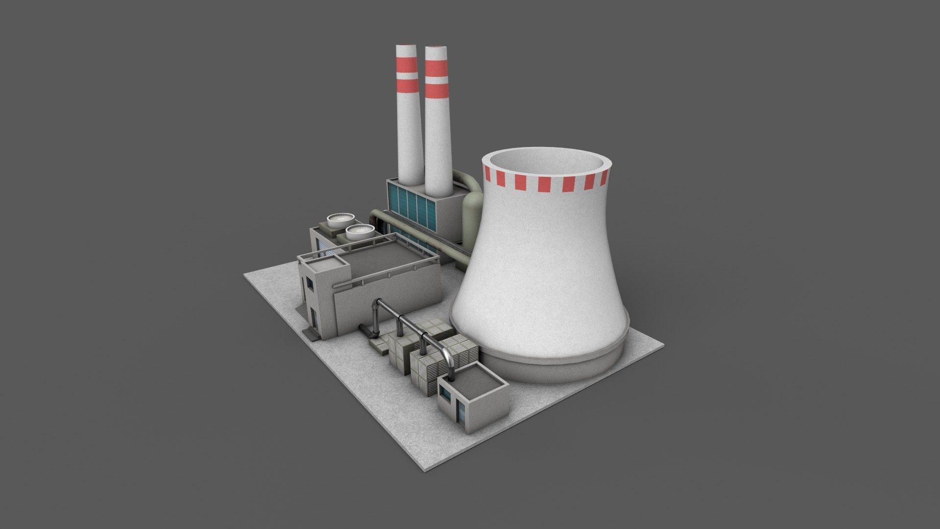 Power Plant Low poly Low-poly 3D model_4