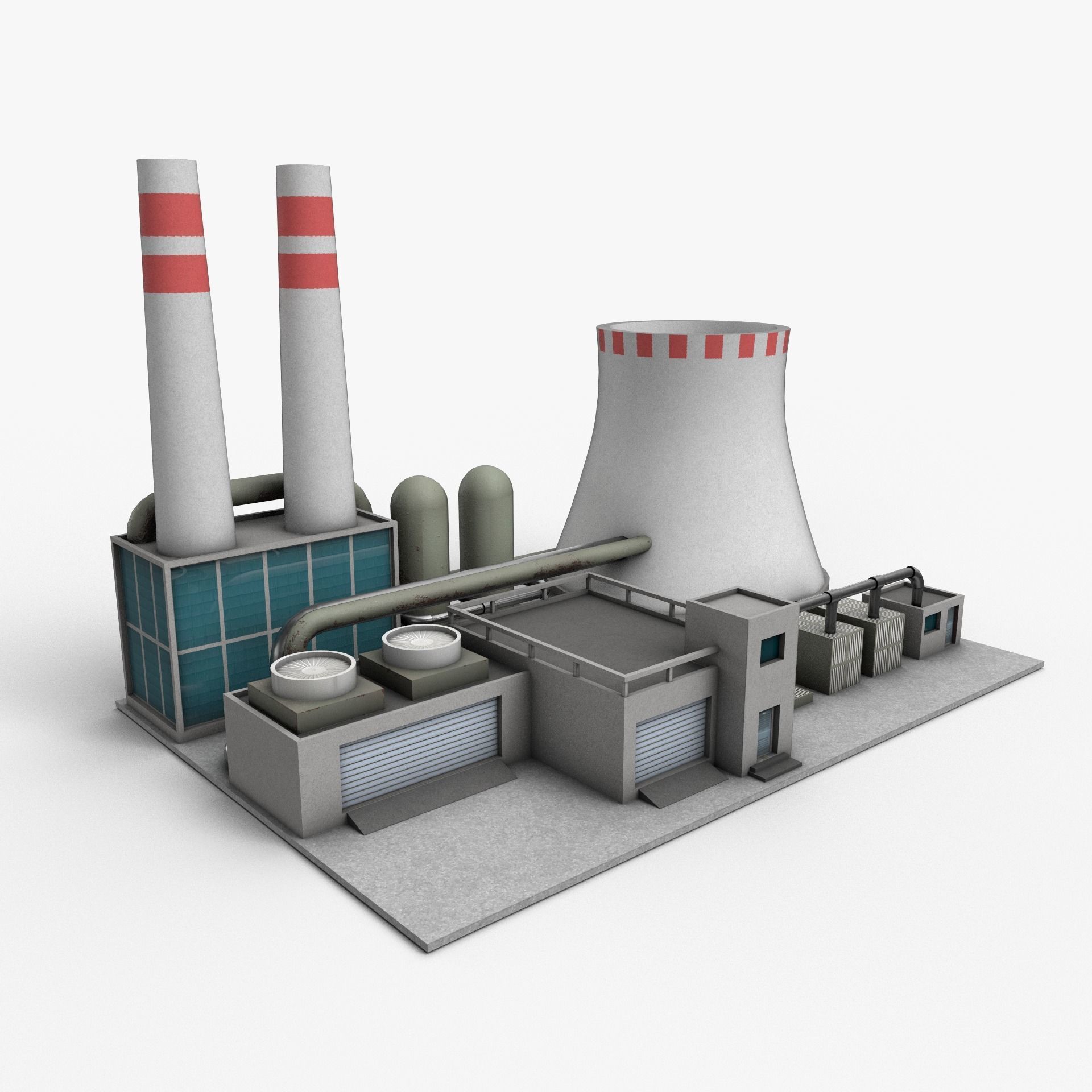 Power Plant Low poly Low-poly 3D model_1