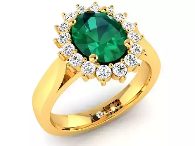 ring-64 oval emerald and diamond ring