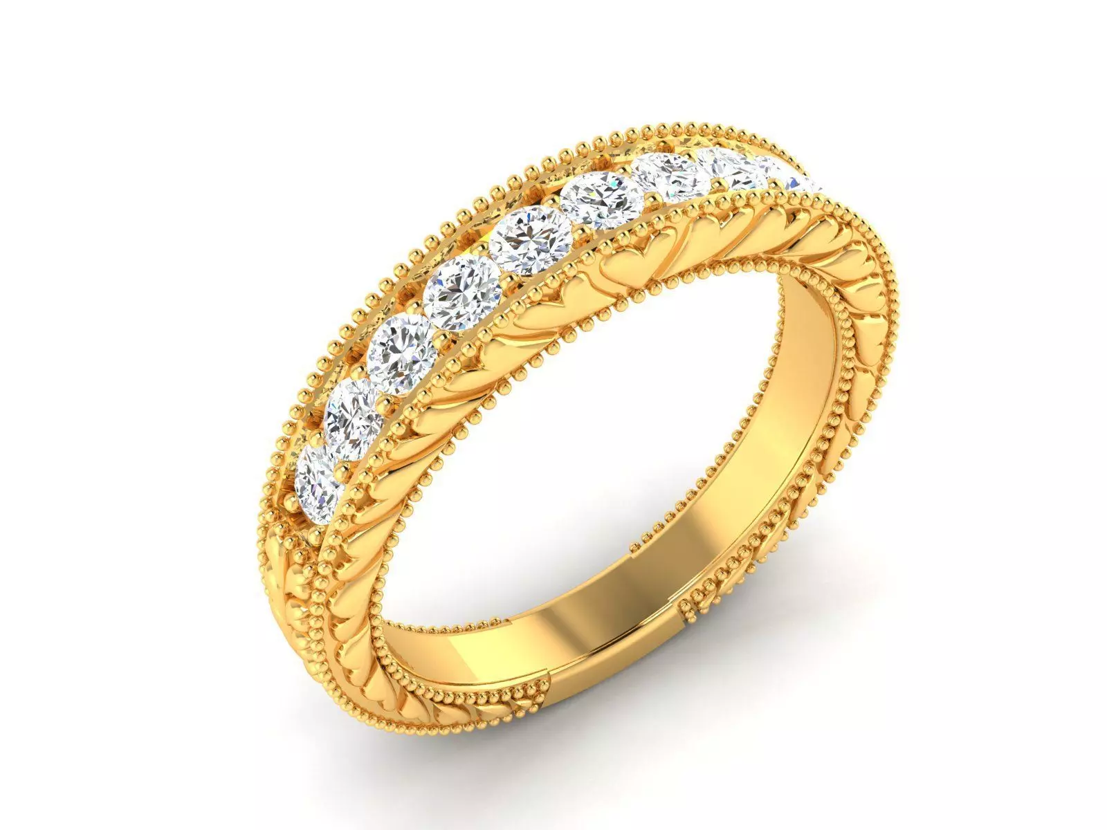 ring-59 gold diamond wedding ring 3D print model_0