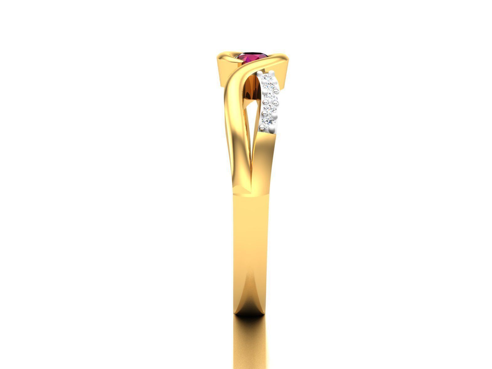 ring-570 gold ring with ruby stone and diamonds 3D print model_5