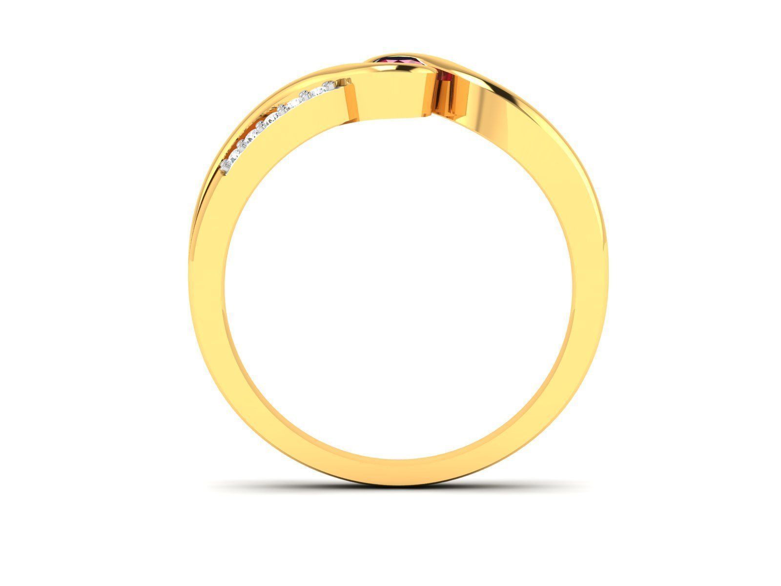 ring-570 gold ring with ruby stone and diamonds 3D print model_2