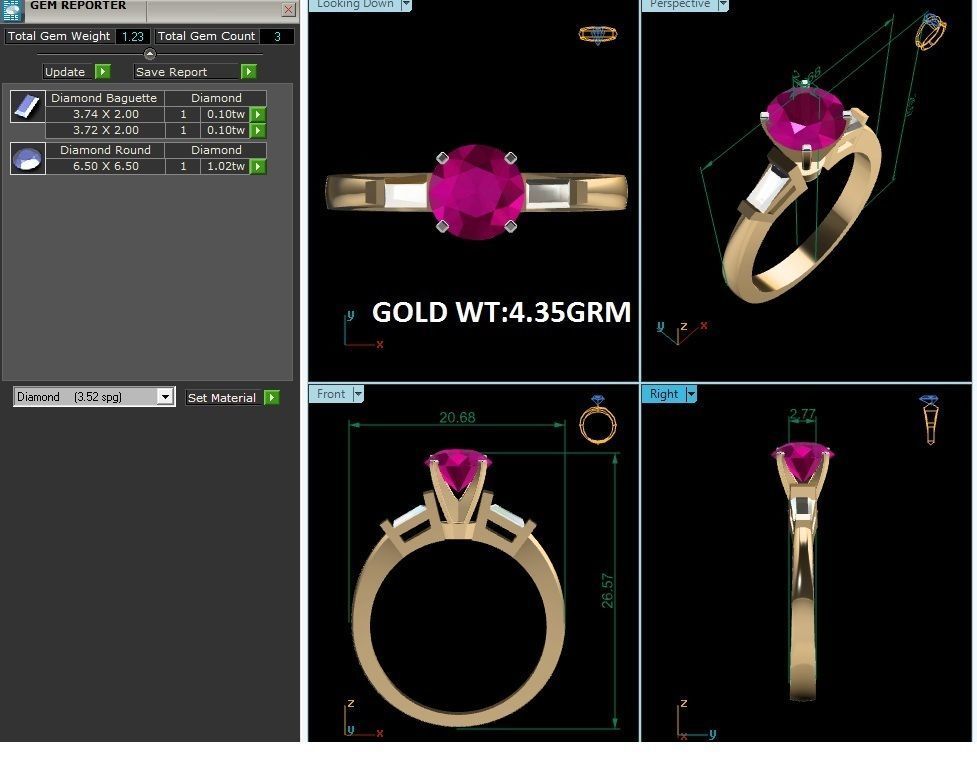 ring-561 engagement ring with ruby stone and baguette diamonds 3D print model_4