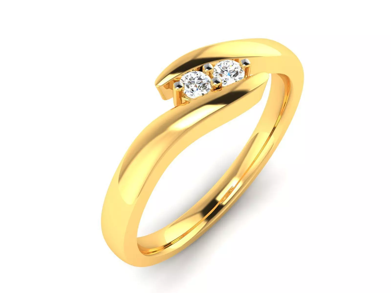 ring-540 gold diamond ring with two stones 3D print model_0