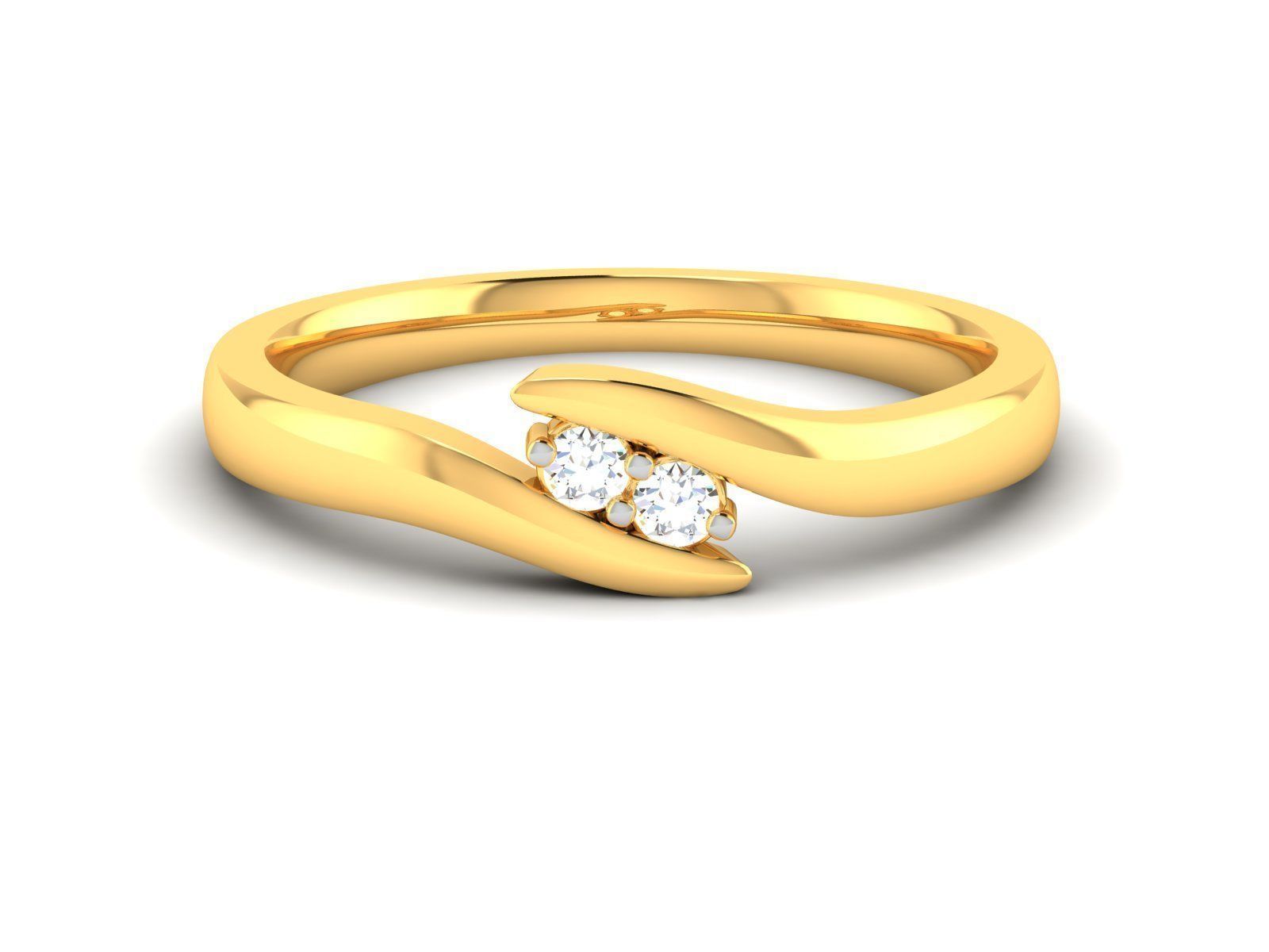 ring-540 gold diamond ring with two stones 3D print model_6