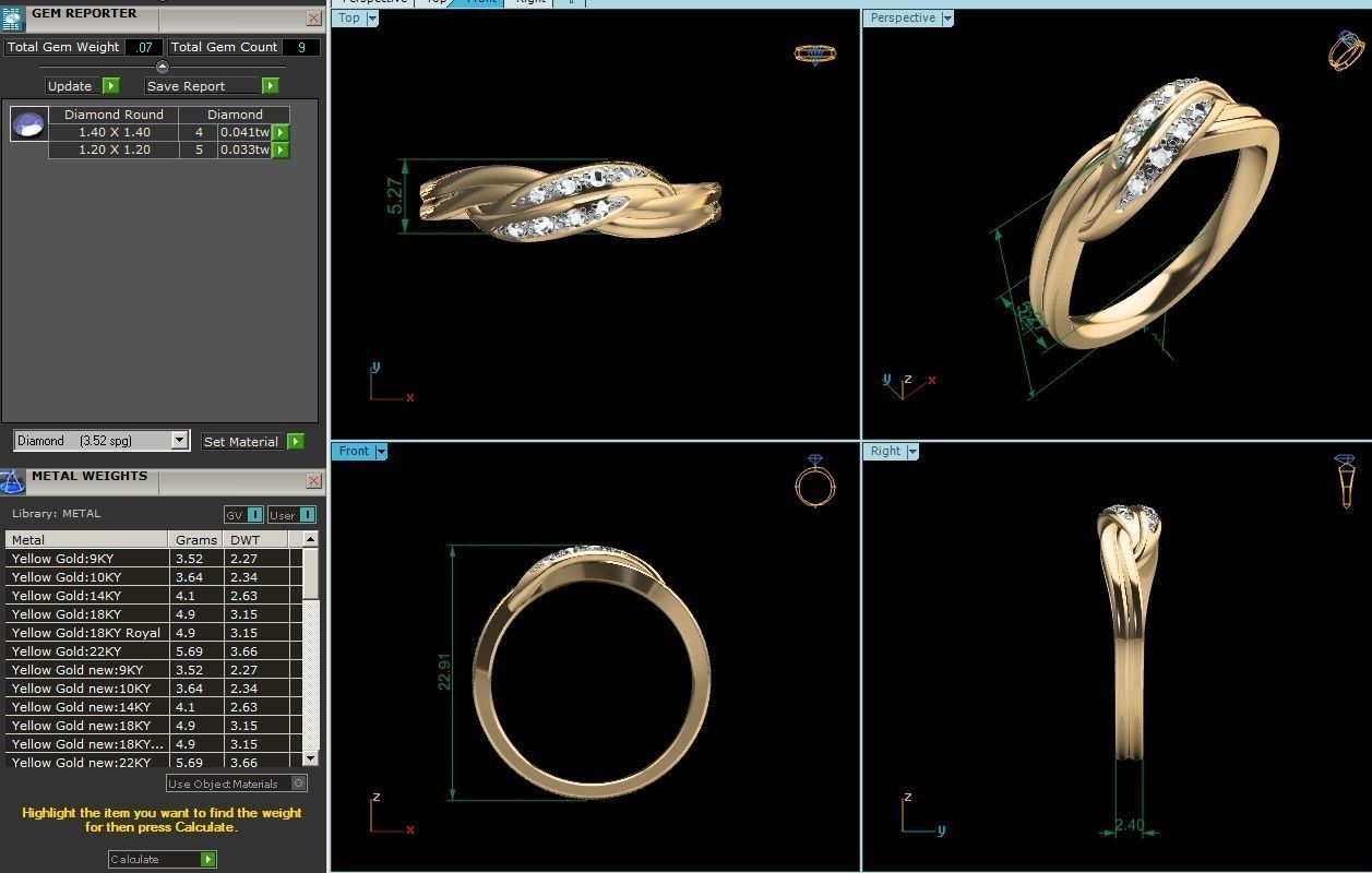 ring-529 diamond ring gold 3D print model_8