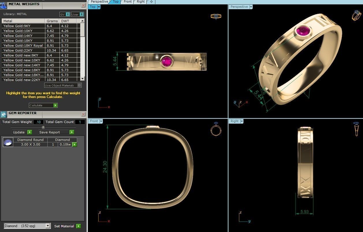 ring-526 gold ring with sapphires 3D print model_8