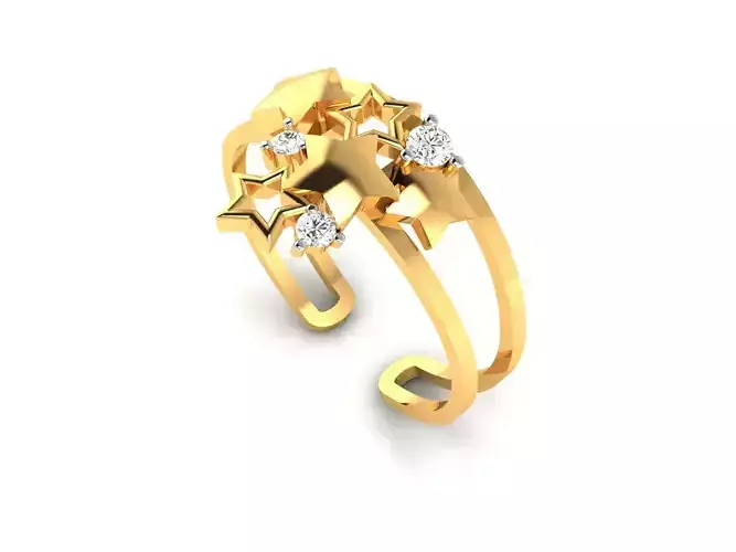 ring-507 gold star ring with diamonds
