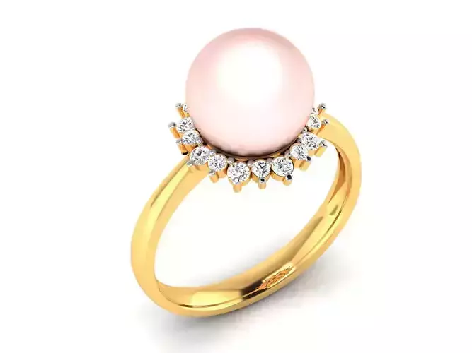 ring-492 oval pearl and diamond ring