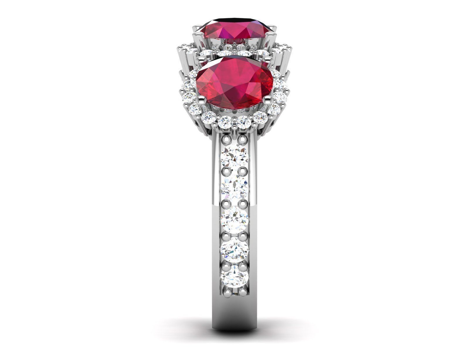 ring-435 three stone ruby and diamond ring 3D print model_4
